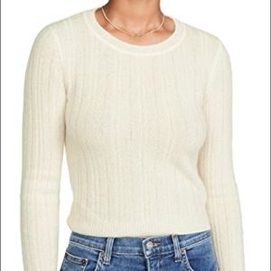 Reformation cropped crew neck cashmere sweater in cream